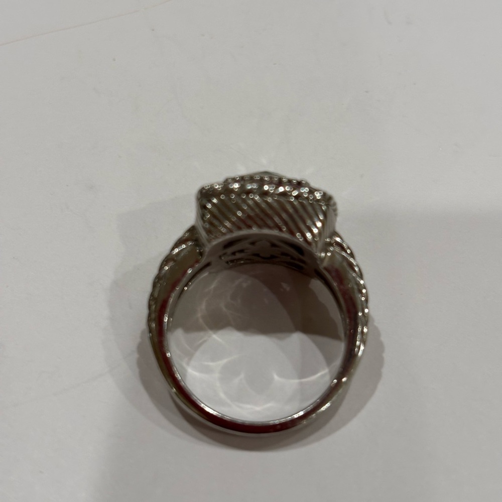 Judith Ripka sterling silver green amethyst pink sapphire ring. Size 8 - Picture 5 of 5